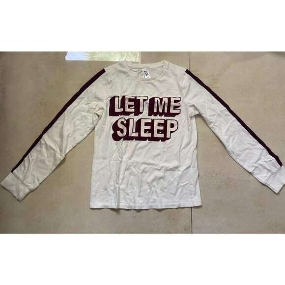 Here and there “Let Me Sleep” Funny Women’s Long Sleeve T Shirt Top Size XS P.J. - Picture 1 of 7